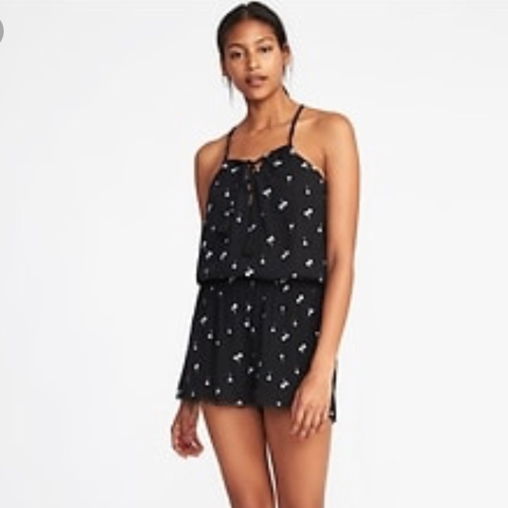 NWOT Old navy black palm tree romper